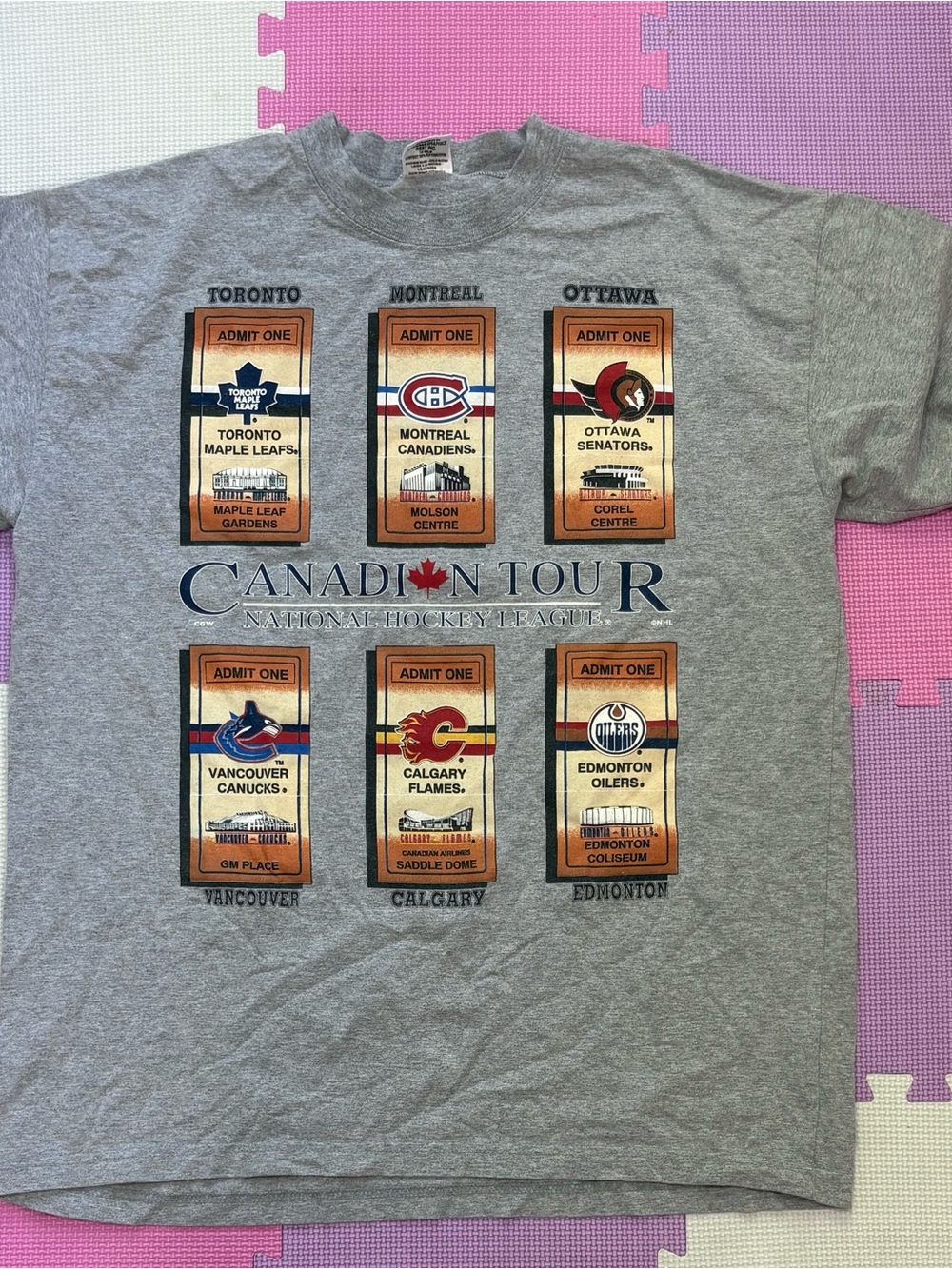 Canadian Tour Grey NHL Ticket Graphic Tee - Grey